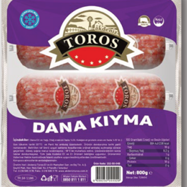 Akdeniz Toros Dana Kıyma 800 Gr (Dondurulmuş)